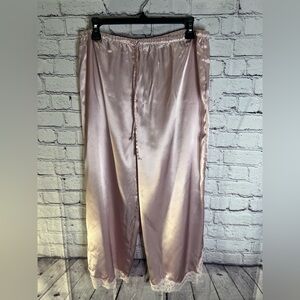 Valerie Stevens Luxurious Pink Satin Pajama Pants with Flowing Silhouette
